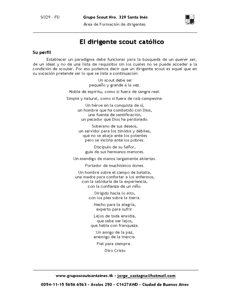 Formación y Oración del Dirigente Scout | PDF | Exploración | Iglesia ...