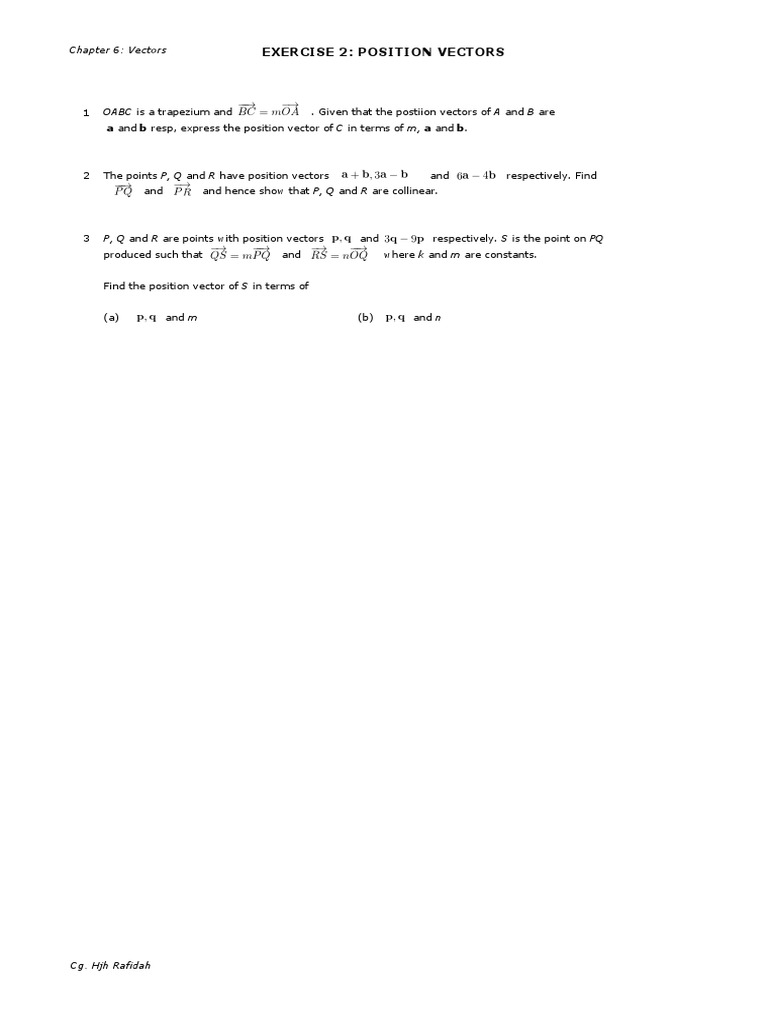 Vectors: Position & Collinearity | PDF | Teaching Methods & Materials