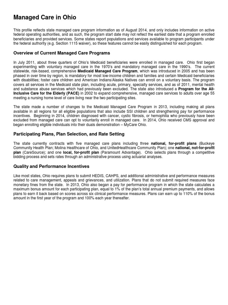 Ohio MCP | PDF | Medicaid | Managed Care