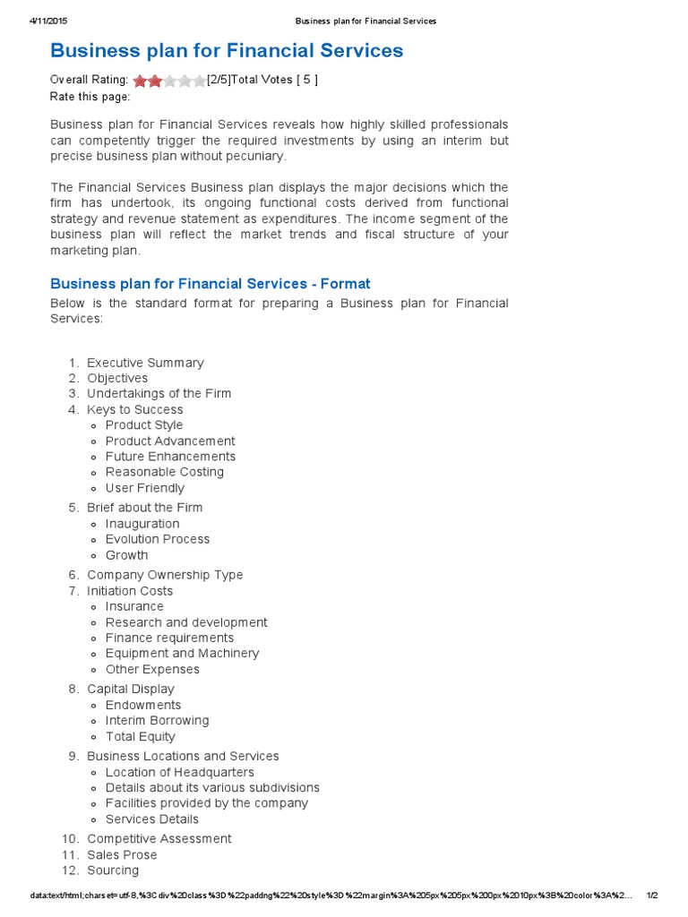 Financial Services Business Plan Guide | PDF | Career & Growth | Business