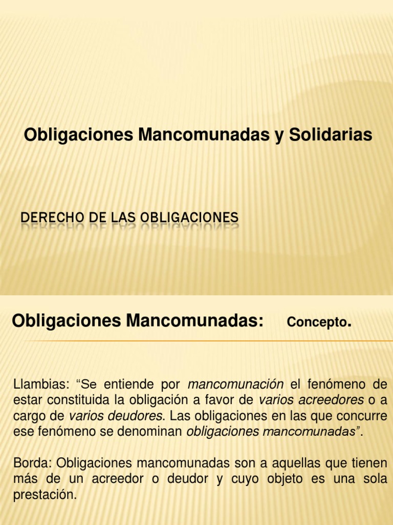 Diferencias entre Obligaciones Mancomunadas y Solidarias | PDF