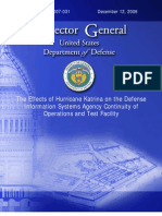The Effects of Hurricane Katrina on the Defense Information Systems Agency Continuity of Operations and Test Facility