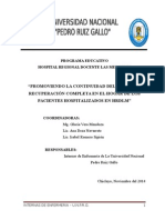 Promoviendo La Continuidad Del Cuidado Y Recuperación Completa en El Hogar de Los Pacientes Hospitalizados en HRDLM