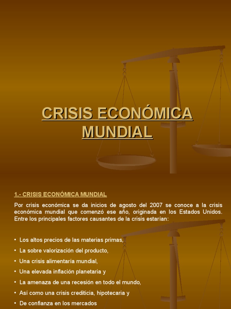 Causas y Efectos de la Crisis Económica Mundial | PDF | Gran Recesión ...