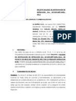 Solicito Nulidad de Notificación de Infracción Nro