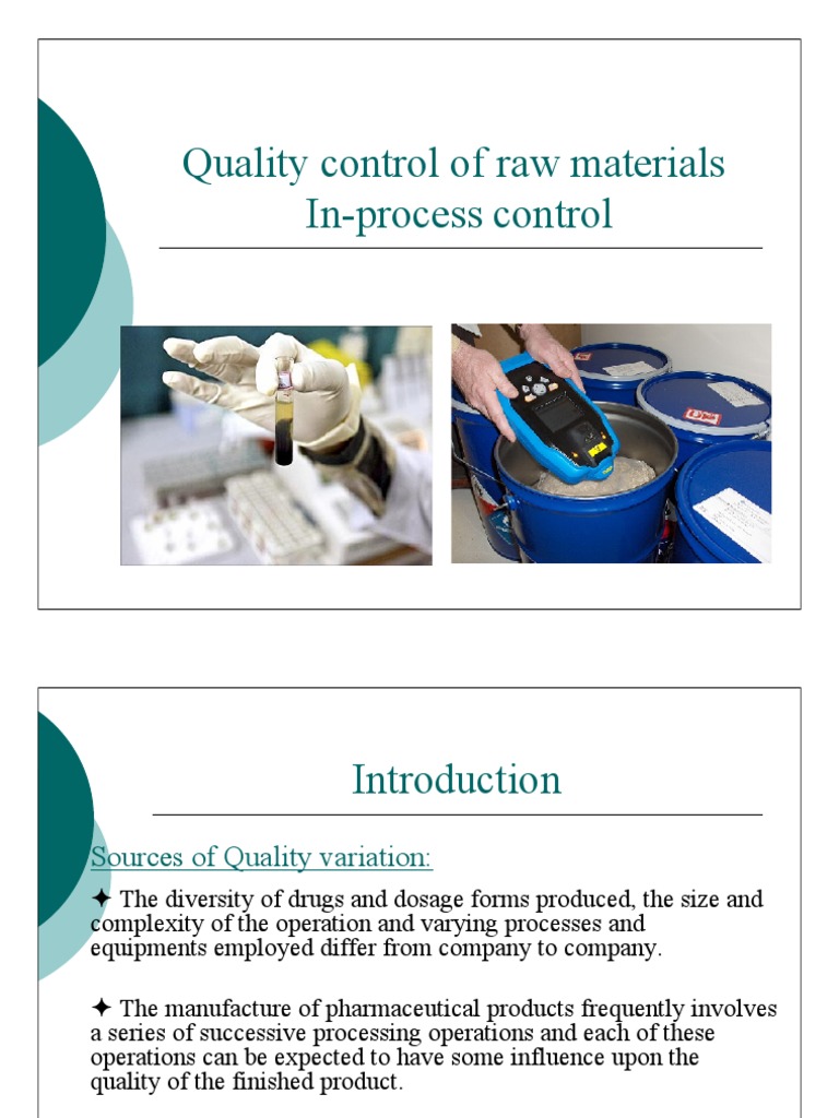 Quality Control of Pharmaceutical Raw Materials | PDF | Quality ...
