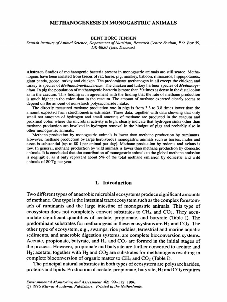 Methanogenesis in Monogastric Animals | PDF | Gastrointestinal Tract ...