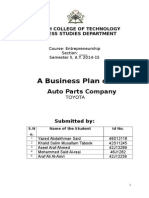 A Business Plan On: Auto Parts Company