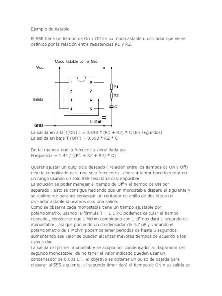 Oscilador astable con 555 y PWM | PDF | Fuerza | Ingeniería Electrónica