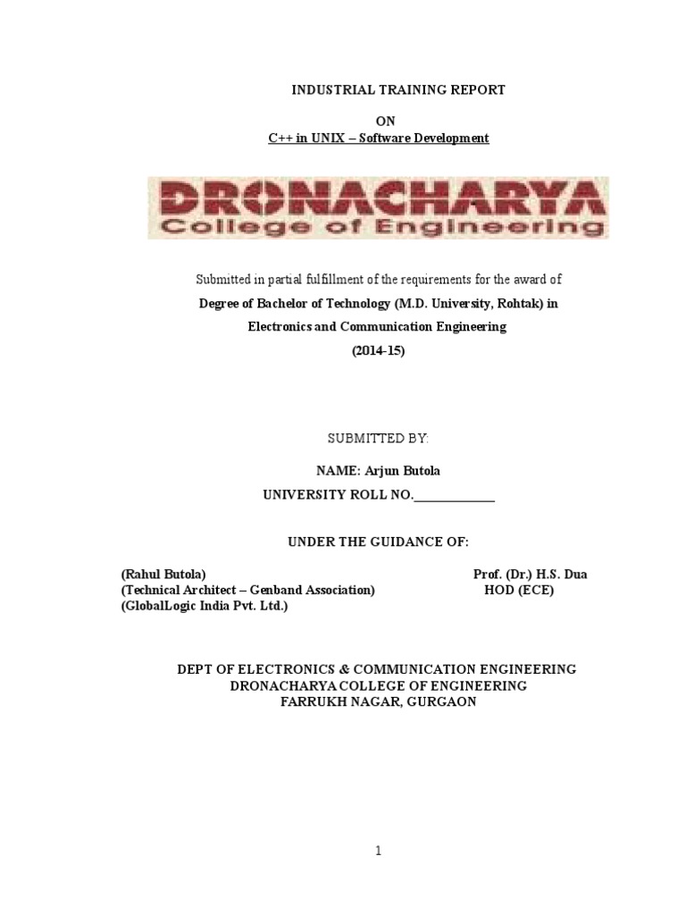 Industrial Training Report - Arjun | PDF | C++ | Unix