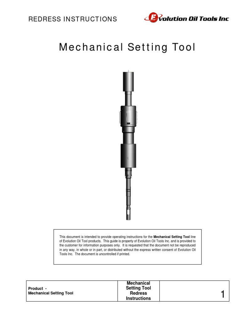 Mechanical Setting Tool Instructions | PDF | Screw | Manufactured Goods