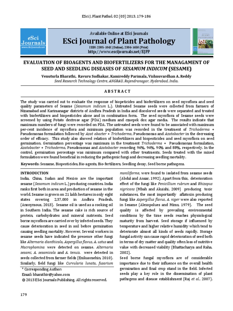 Esci Journal Of Plant Pathology