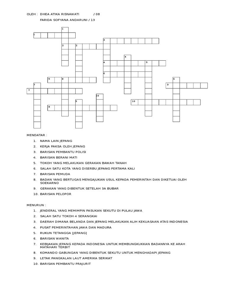 Soal Tts Sejarah Kelas Ix