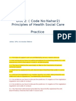 Unit 2: (Code No:Nahar2) Principles of Health Social Care Practice