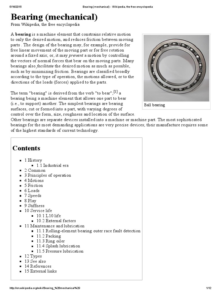 Bearing (Mechanical) PDF Bearing (Mechanical) Mechanical Engineering