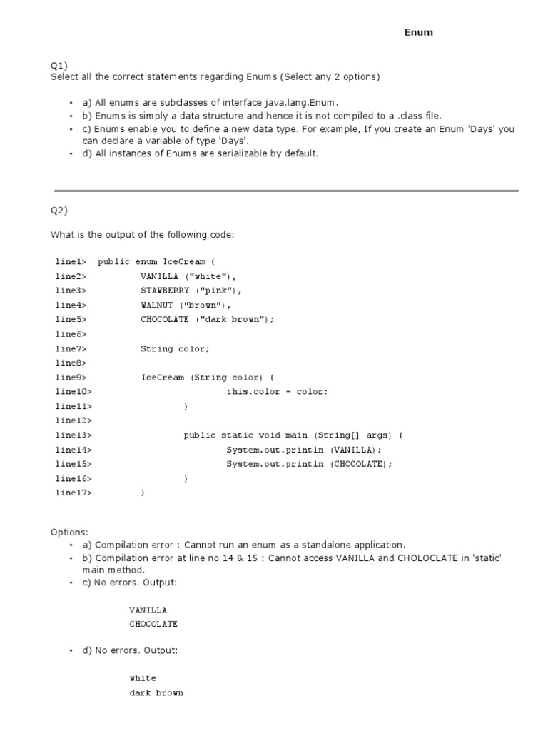 Java Enums | Pdf | Method (Computer Programming) | Inheritance (Object  Oriented Programming)