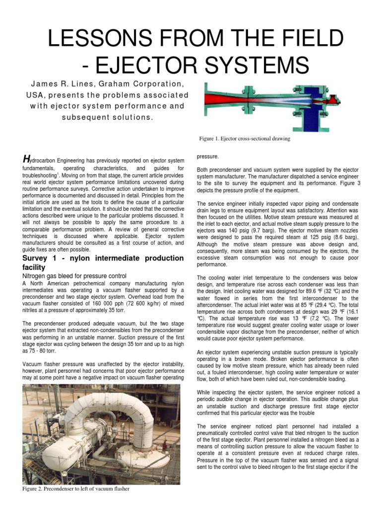 Graham Lessons From The Field Ejector System PDF Heat Exchanger
