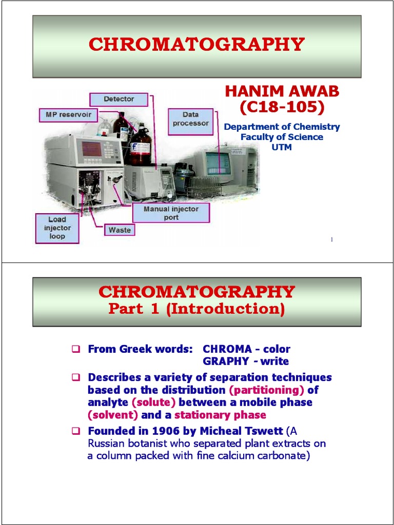 Chromatograpy Part 1 PDF Elution Chromatography