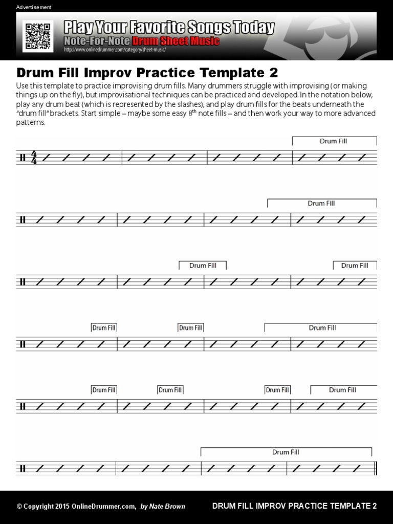 Drum Fill Improv Template 2 | PDF | Foreign Language Studies | Computers