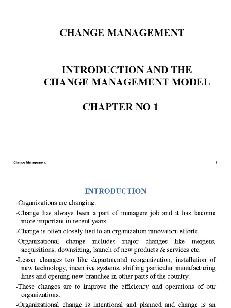 Chapter 1 INTRODUCTION AND THE CHANGE MANAGEMENT MODEL | PDF | Change ...