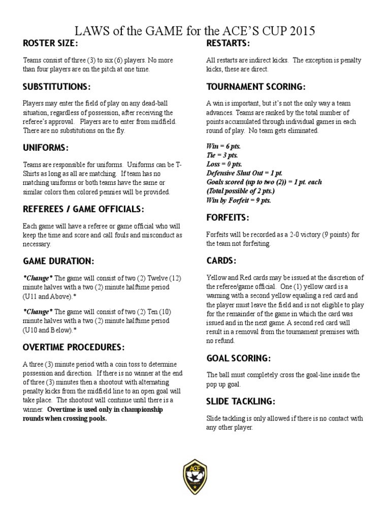 Ace Cup 2015 Game Regulations | PDF | Athletic Sports | Sports Rules ...