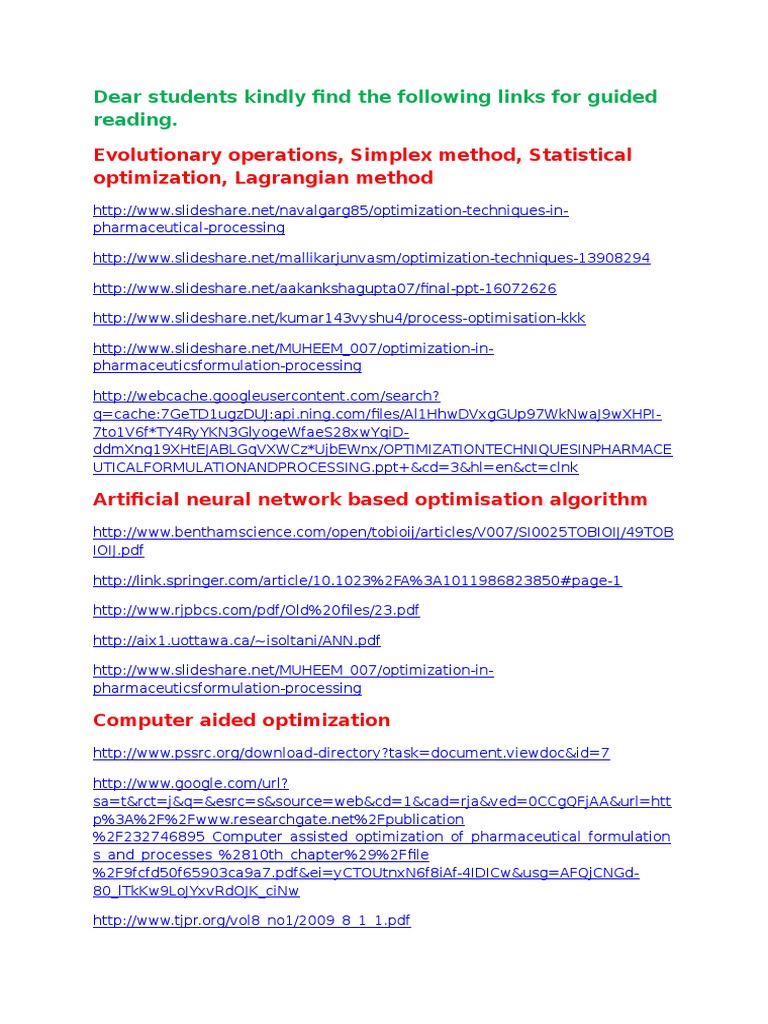 Optimization Techniques in Pharma | PDF | Technology & Engineering