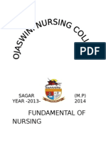 Fundamental of Nursing: Sagar (M.P) YEAR - 2013-2014