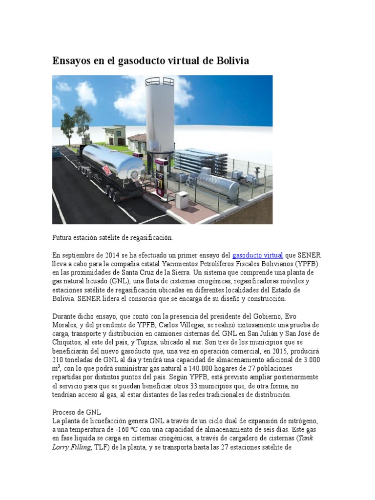 Ensayo del gasoducto virtual en Bolivia | PDF | Gas natural licuado ...