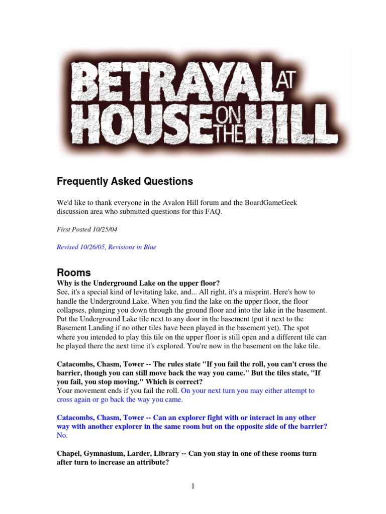Betrayal at House On Hill Errata | PDF | Elevator | Basement