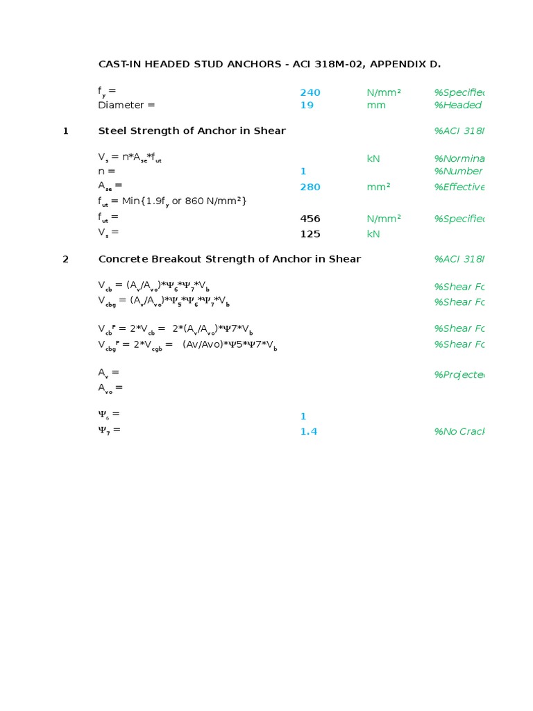 Headed Stud Anchor Shear Capacity PDF