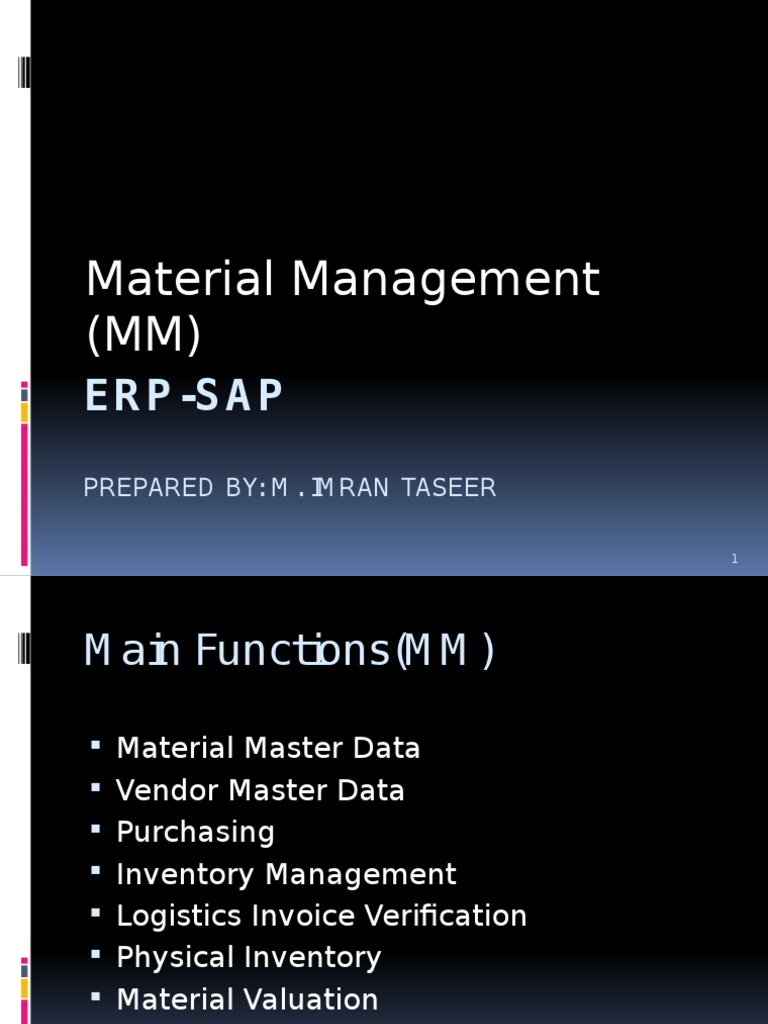 SAP ERP Material Management Overview | PDF | Receipt | Inventory
