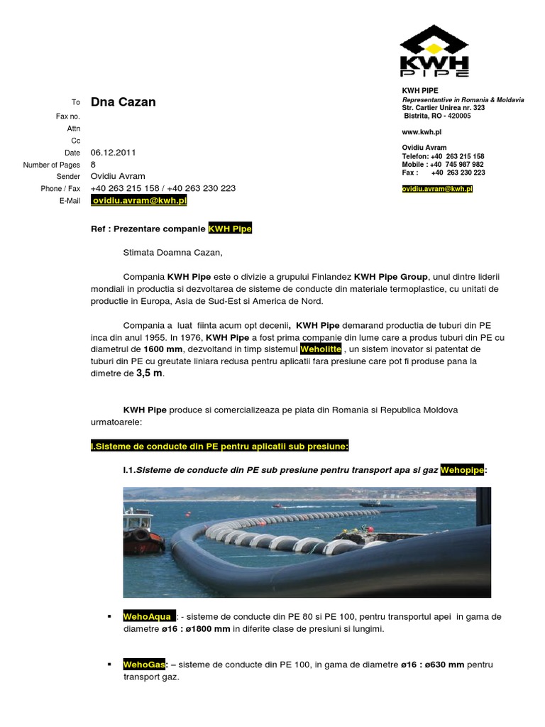 Prezentare KWH Pipe | PDF