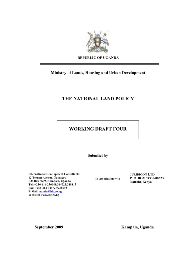 National Land Policy For Uganda PDF Business