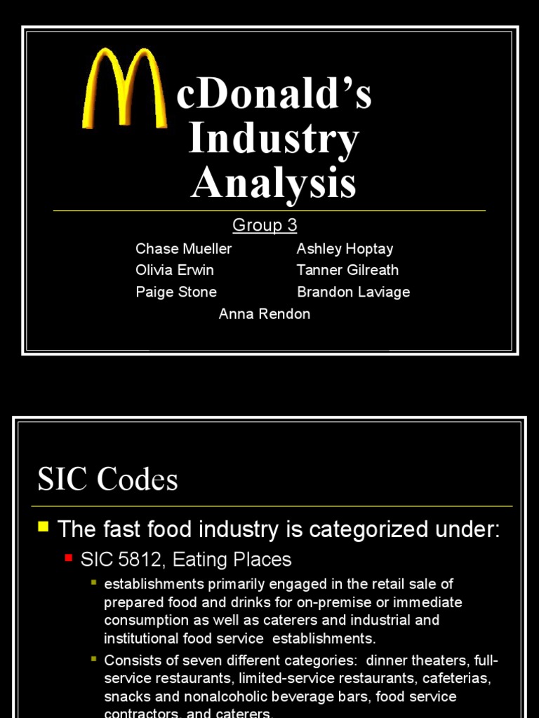 McDonald's Industry Analysis (1) Fast Food Restaurants Mc Donald's