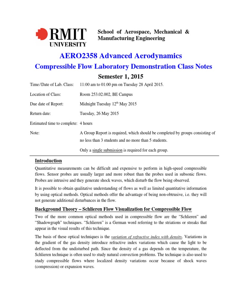 AERO2358 Lab Class Notes 2015 PDF | PDF | Optics | Applied And ...