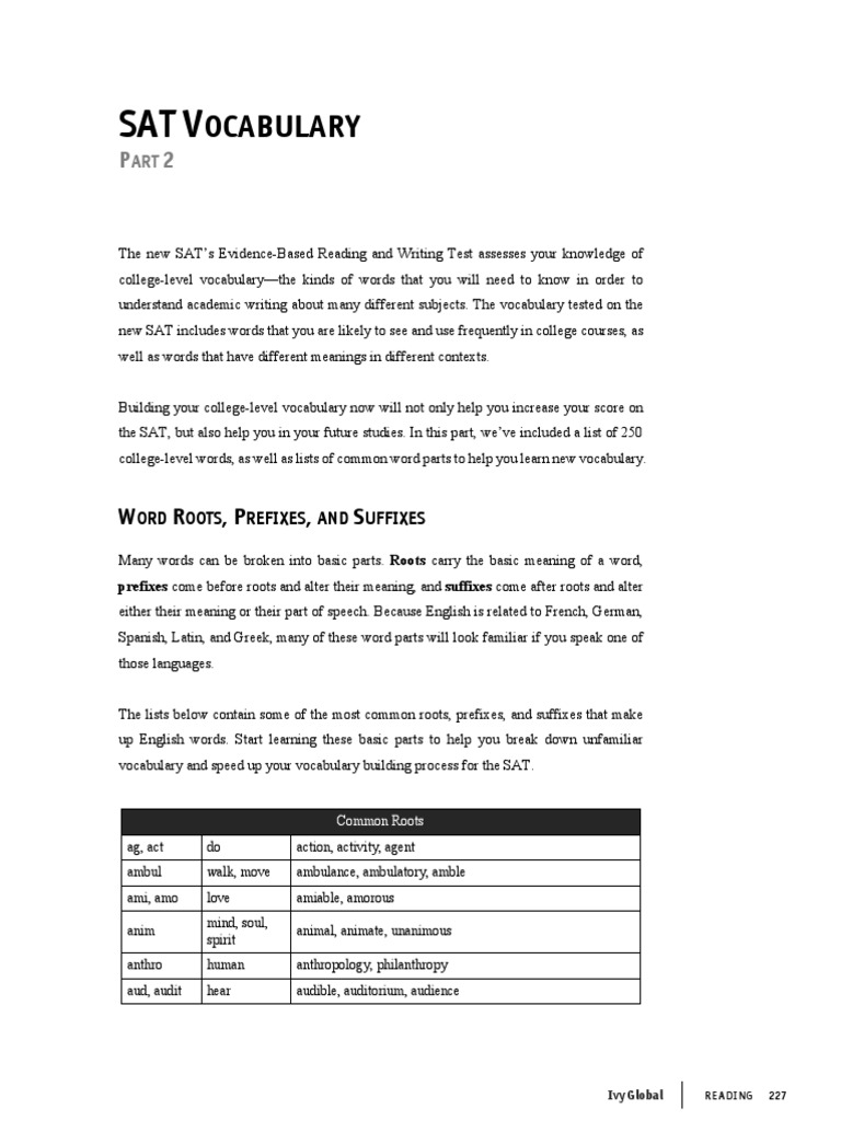 New SAT Vocabulary List PDF Vocabulary Sat