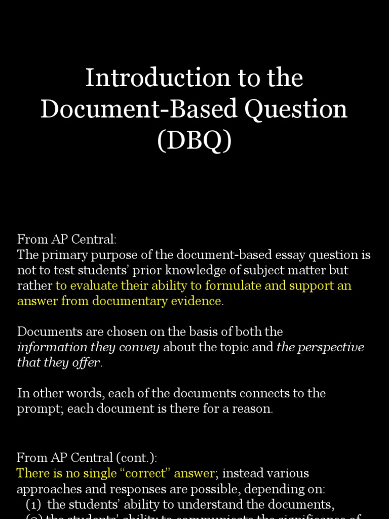 types of dbq essays