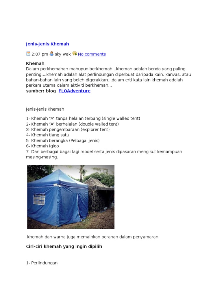 Jenis Khemah | PDF