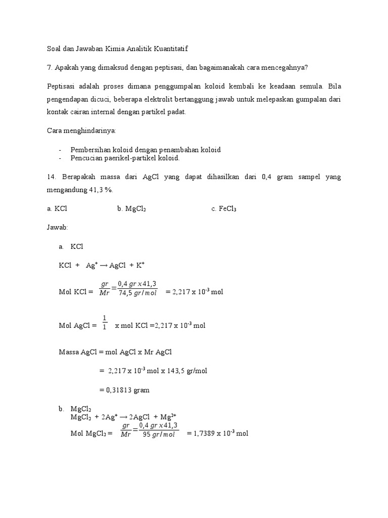 Contoh Soal Kimia Analisis Titrasi Jawaban Guru