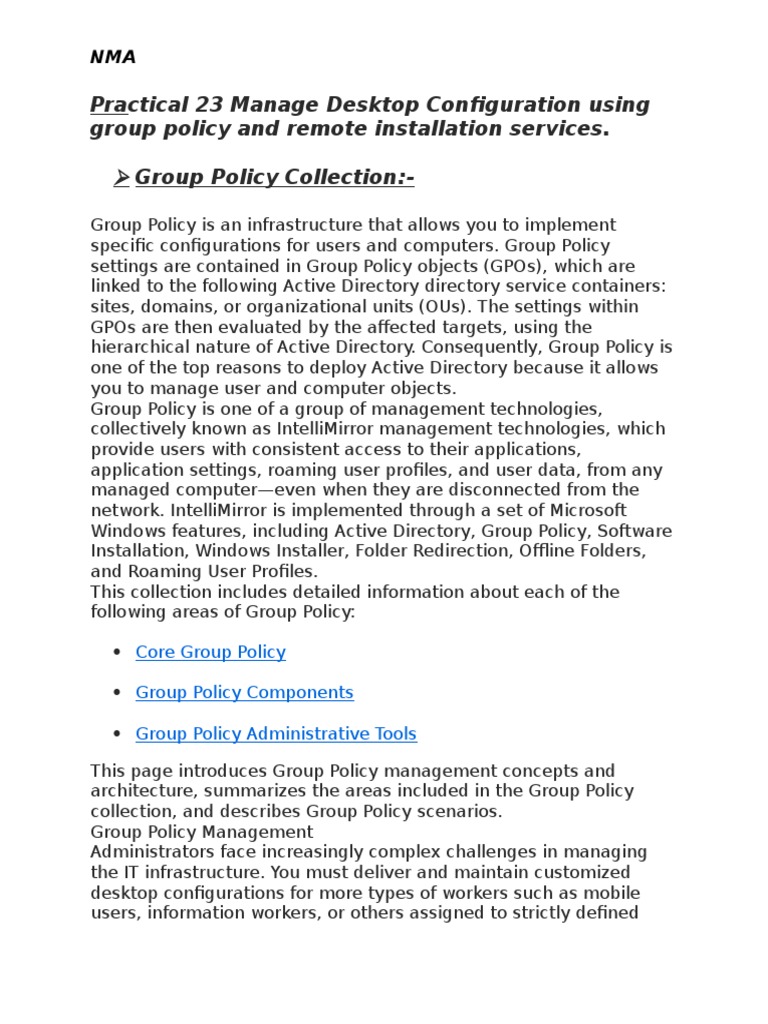 Manage Desktop Configuration Using Group Policy | PDF | Group Policy ...