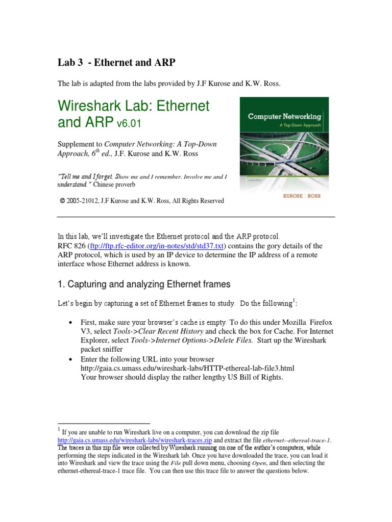 Lab3 Wireshark Ethernet ARP v6.01 | PDF | Network Packet | Internet ...