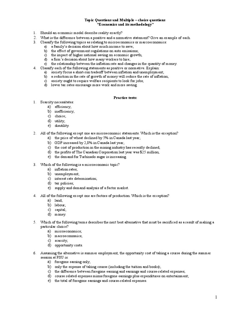 Econ test questions image