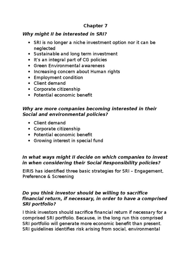 SRI: Balancing Profit and Responsibility | PDF