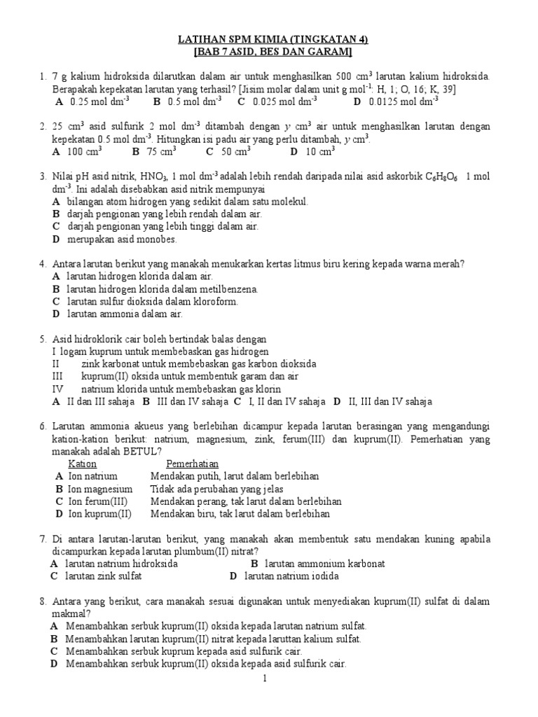 Latihan Kimia Bab 7 Pdf