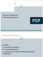 Assessment Plan: Internal Assessment External Assessment