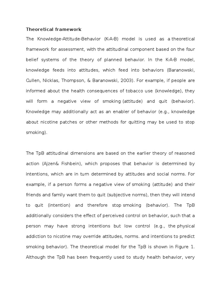 KAB Model in Health Behavior Study | PDF | Attitude (Psychology) | Behavior