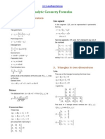 Analytic Geometry Formulas