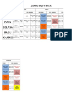 Ahad Isnin Selasa Rabu Khamis: Jadual Baju N Balik