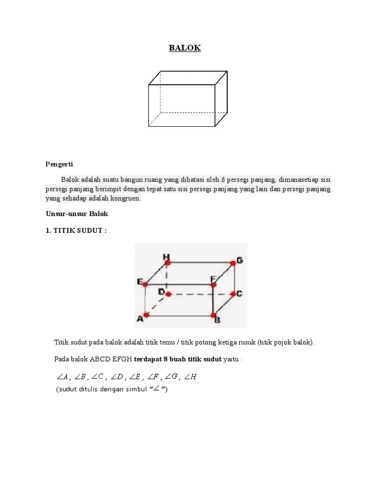 Unsur dan Rumus Balok dalam Geometri | PDF | Metode & Bahan Ajar
