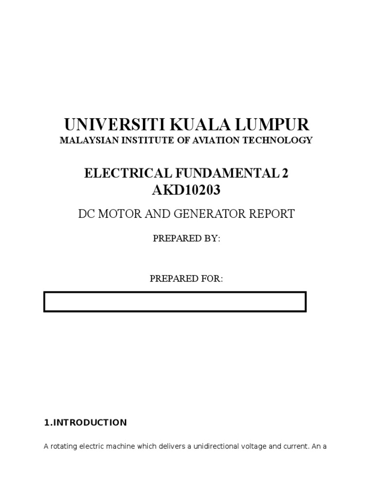 Electrical Fundimental Report DC Genrator | PDF | Electric Generator ...